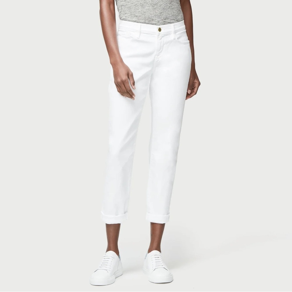 Frame Denim Le Garcon Boyfriend Jeans Women's Size 26 Blanc White Cotton LGJ009